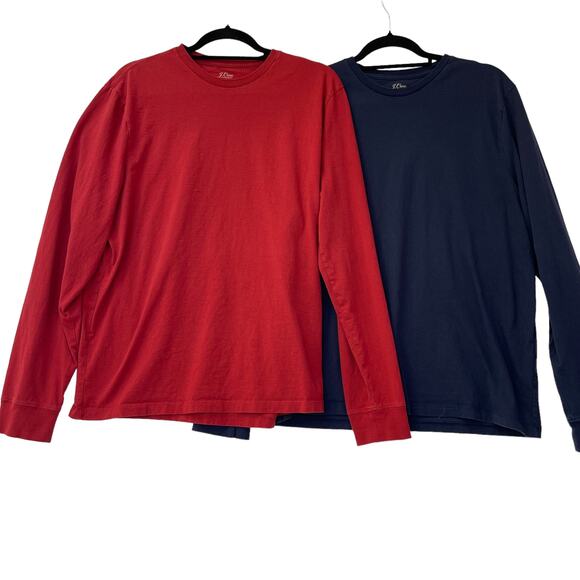 J. Crew Essential Tee LOT OF TWO Men's Large Long Sleeve Crew Neck Knit Cotton - Picture 1 of 7